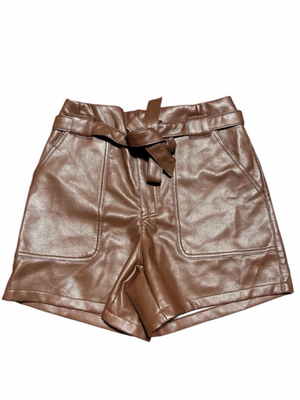 🆕Bagatelle Collection Faux High Waisted Pleated Leather Chocolate Brown Shorts S